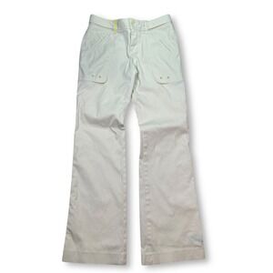 Y2K AX Armani Exchange White Cotton‎ Blend Pants Bootcut Neon Trim Womens 4